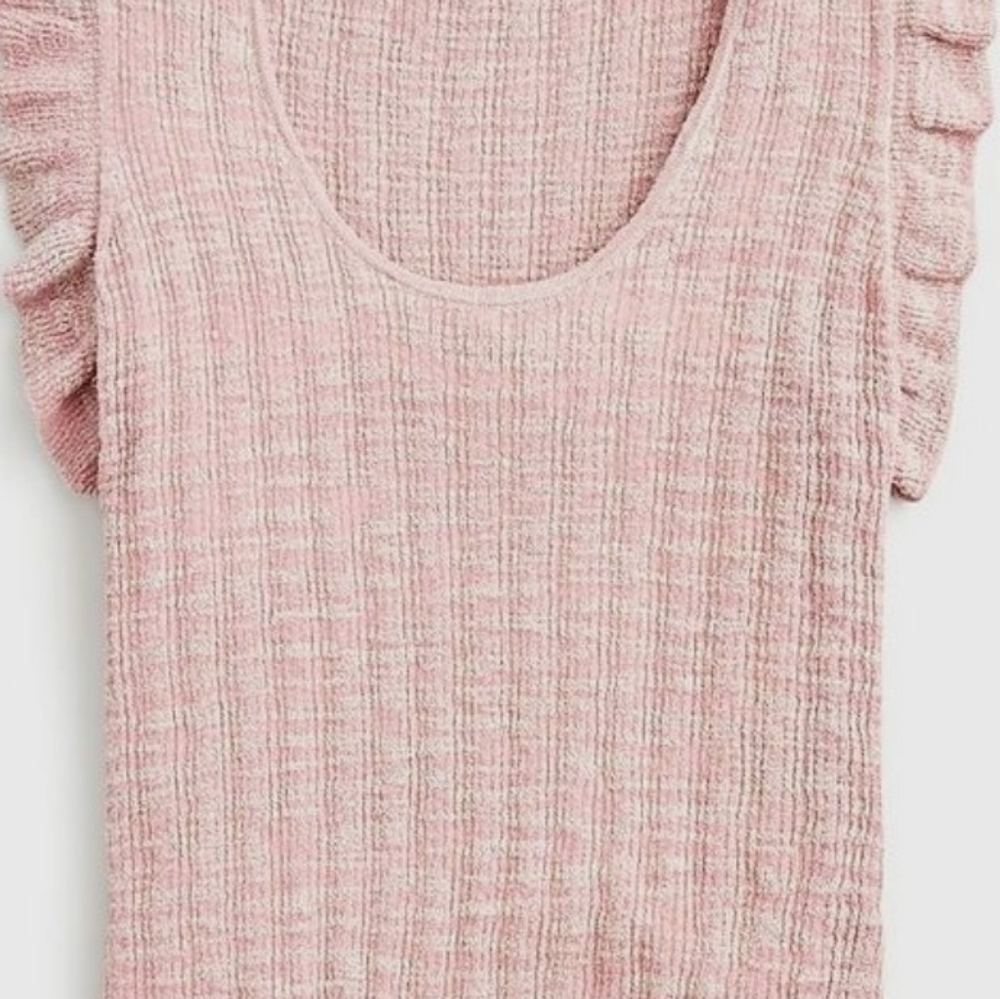 J. Crew ruffle tank in linen blend size S